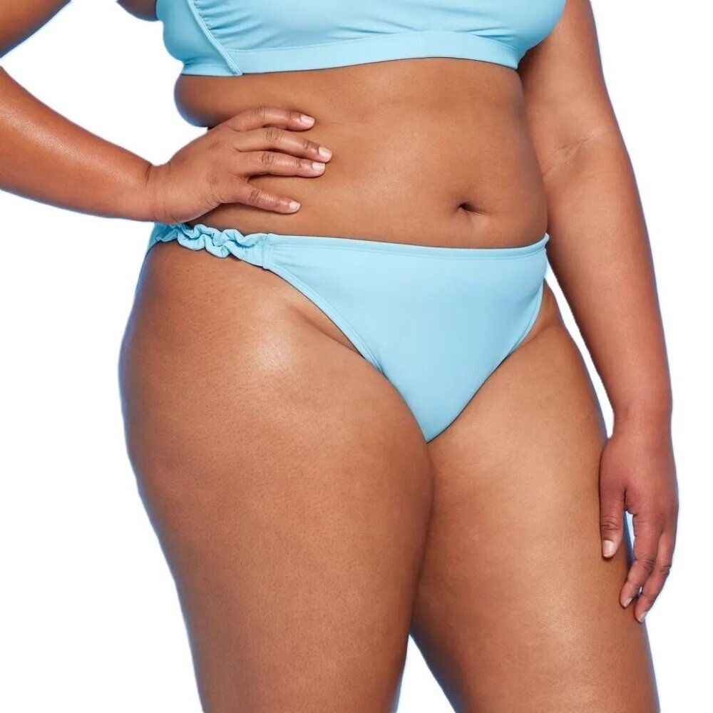 Wild Fable Light Blue Low Rise Ruffle Strap Bikini Swim Bottom
